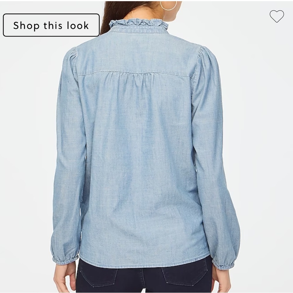 J.Crew Denim Ruffle Blouse - Picture 4 of 10